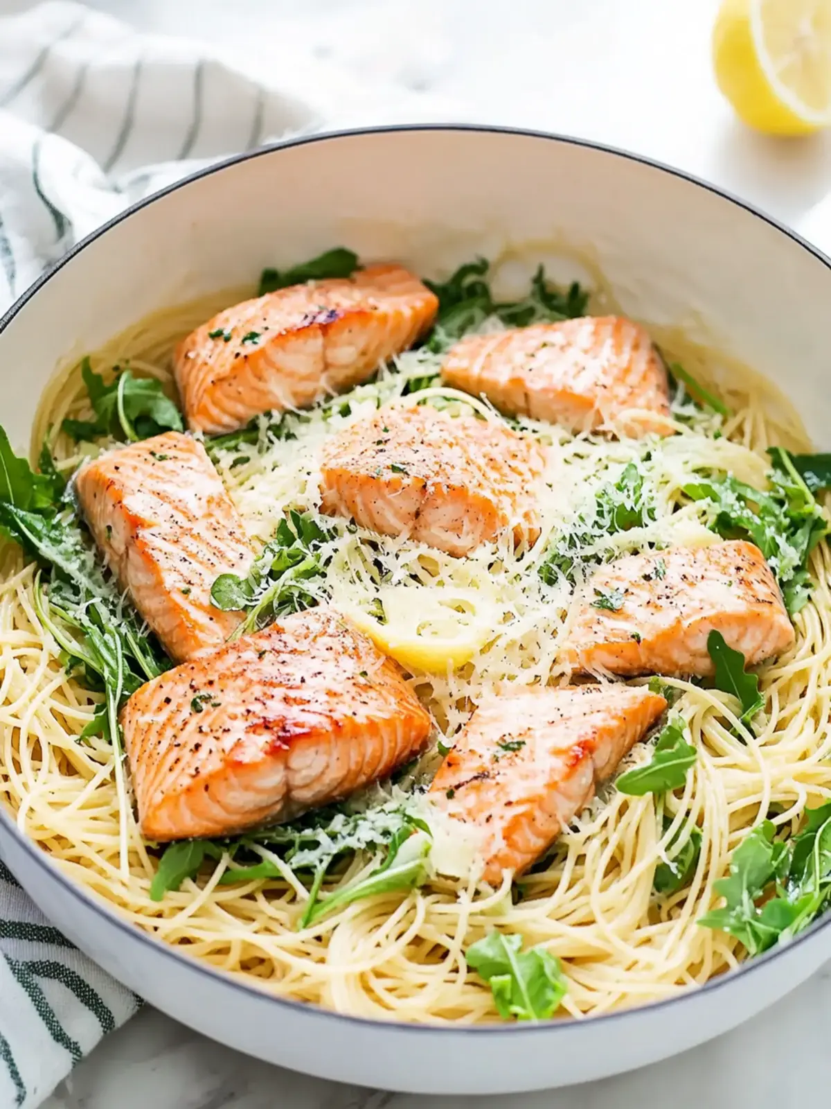 Delicious Angel Hair Pasta with Salmon, Arugula, and Creamy Sauce 3 Angel Hair Pasta with Salmon, Arugula, and Creamy Lemon-Parmesan Sauce