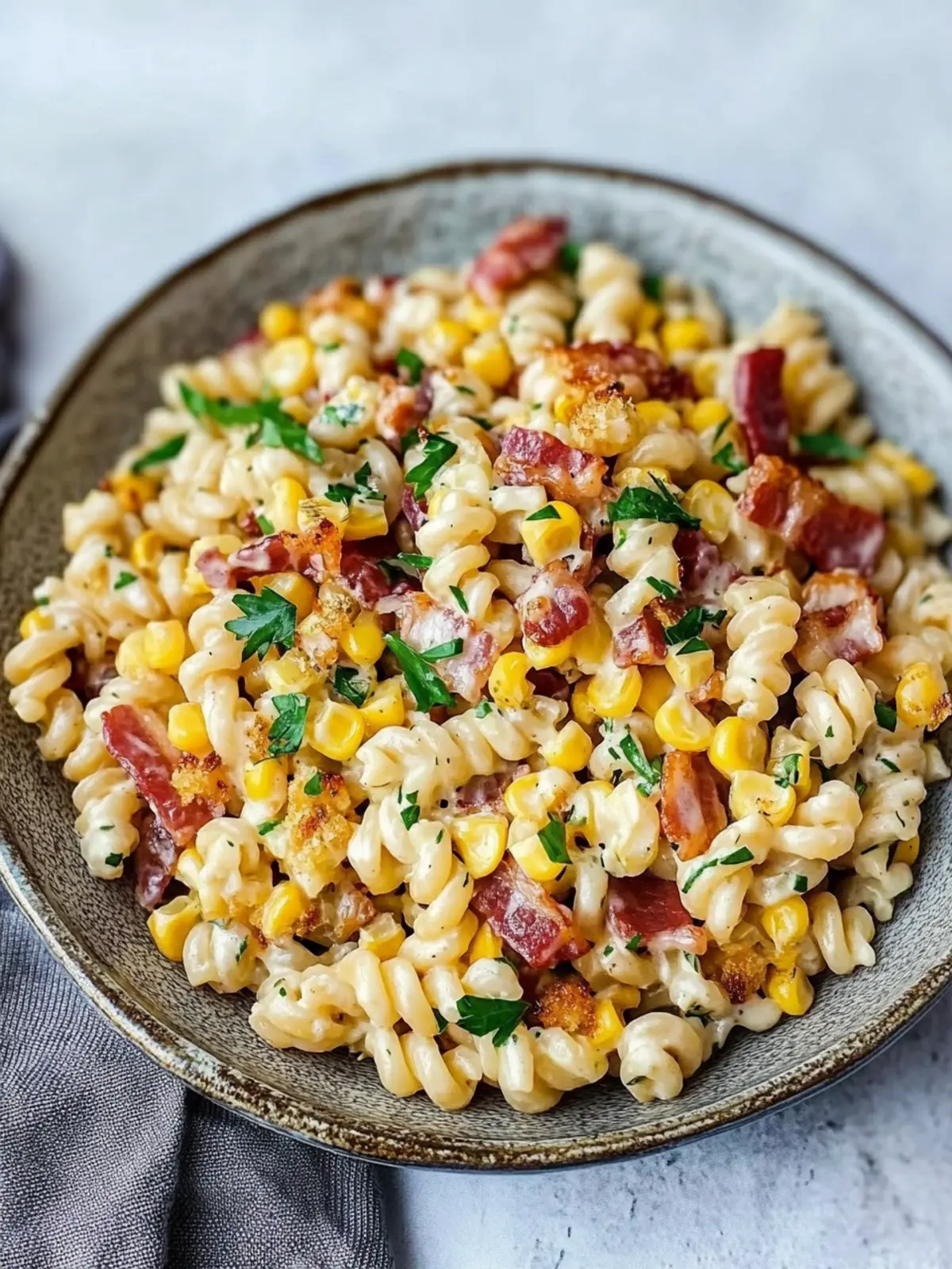 Crack Corn Pasta Salad with Bacon