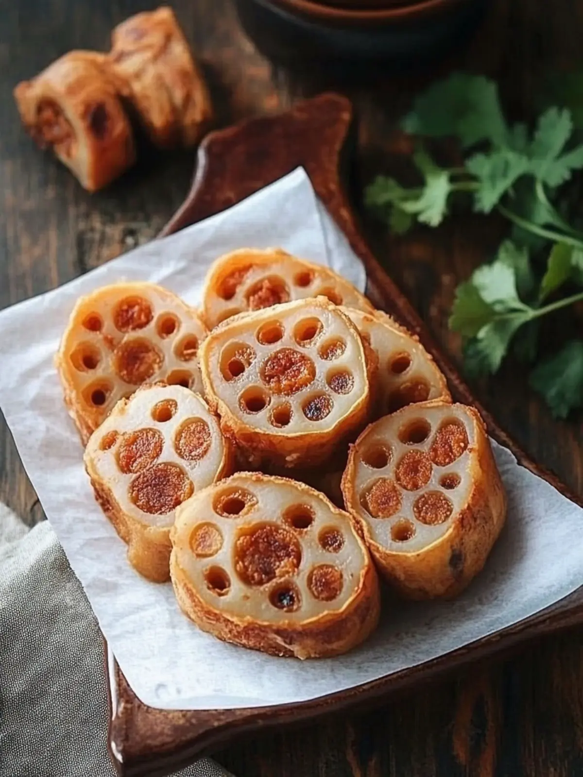 Crispy Stuffed Lotus Root with Pork (炸藕盒)