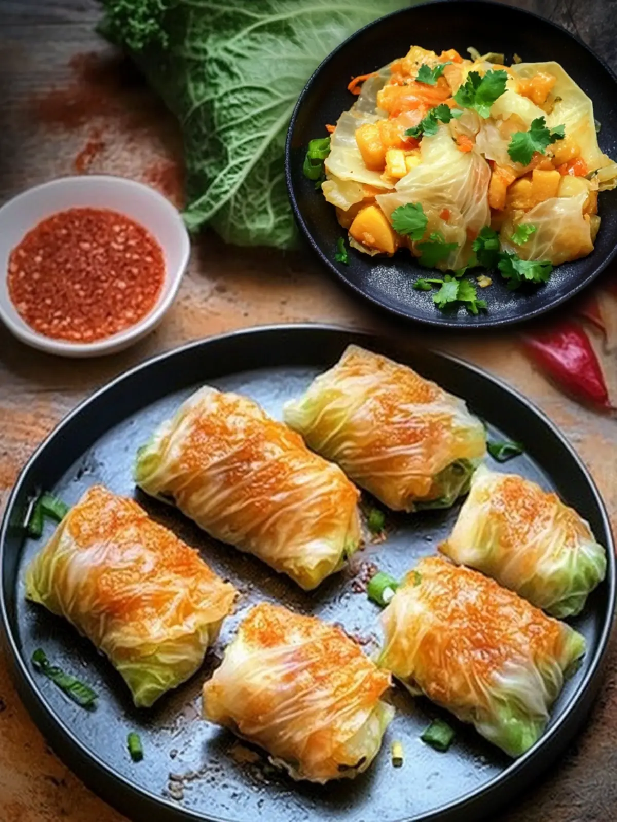 Crispy Chinese Cabbage Rolls with Flavor-Packed Filling 3 Crispy Chinese Cabbage Rolls with Potato-Vegetable Filling