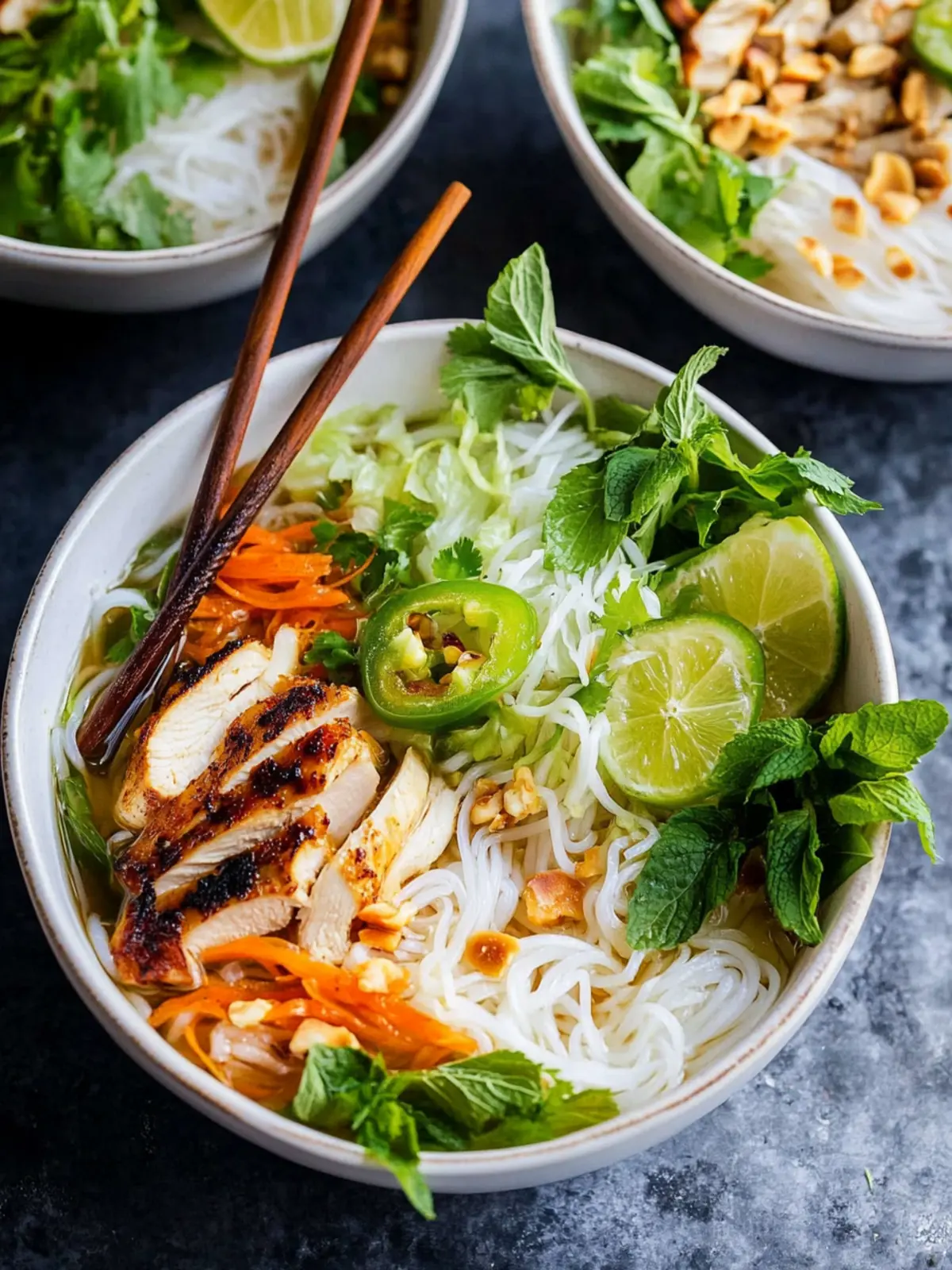 Vietnamese-Style Noodle Bowls with Chicken