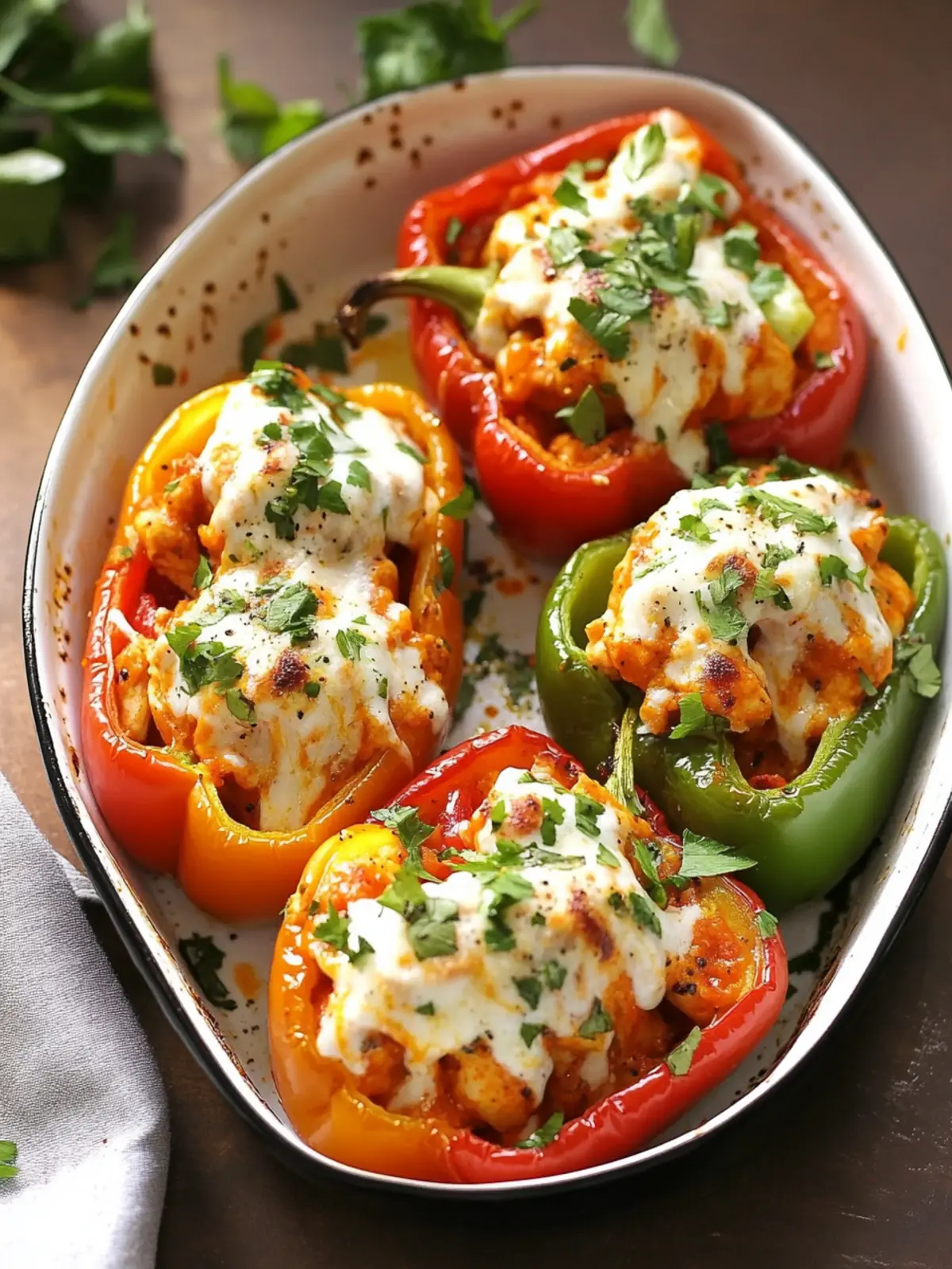 Buffalo Chicken-Stuffed Peppers