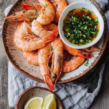 Chinese Boiled Shrimp with Ginger Scallion Dipping Sauce