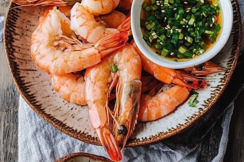 Chinese Boiled Shrimp with Ginger Scallion Dipping Sauce