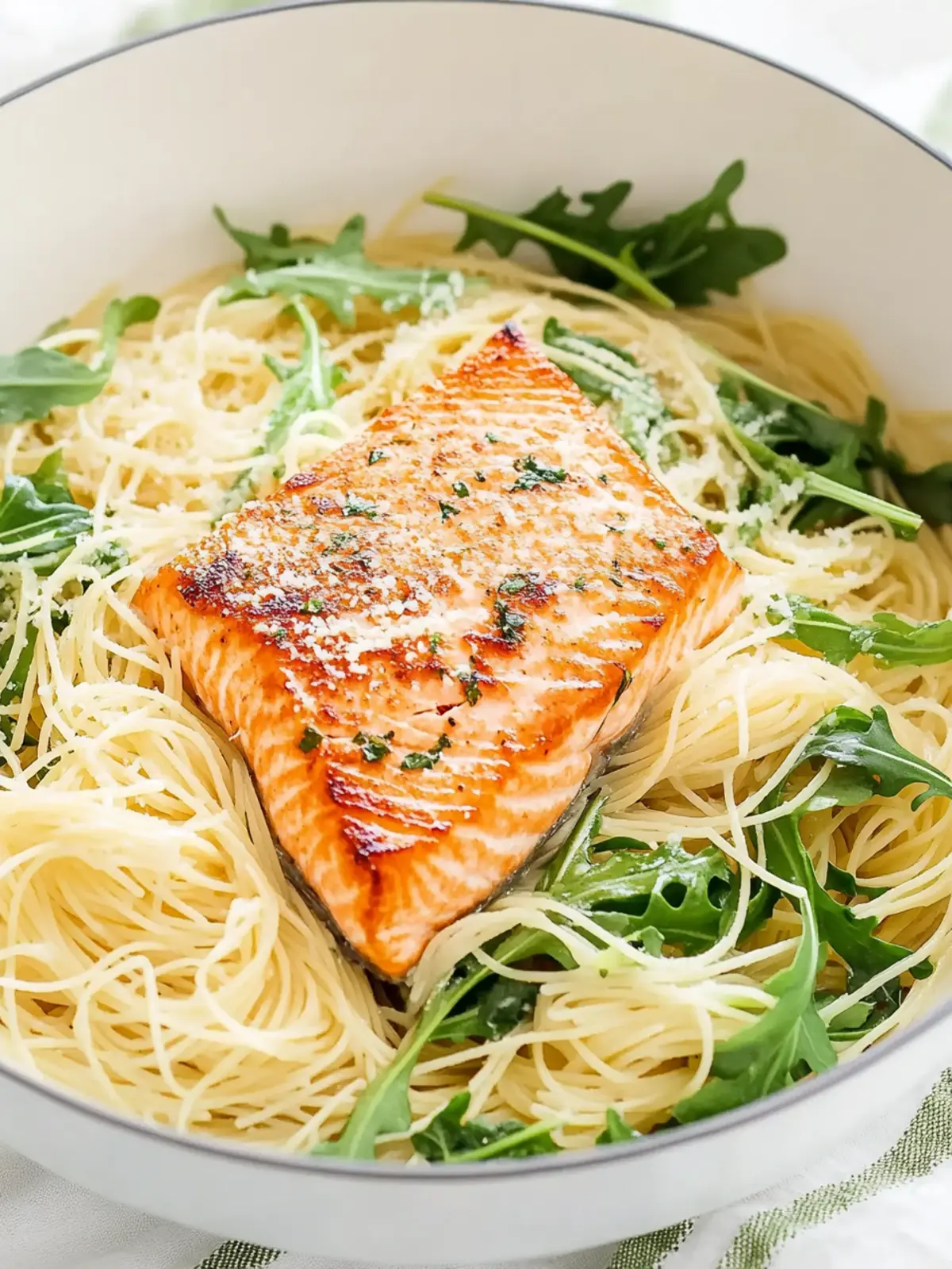 Delicious Angel Hair Pasta with Salmon, Arugula, and Creamy Sauce 2 Angel Hair Pasta with Salmon, Arugula, and Creamy Lemon-Parmesan Sauce