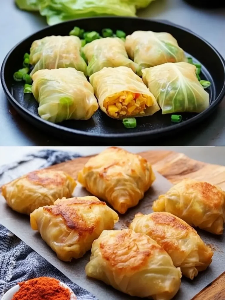 Crispy Chinese Cabbage Rolls with Flavor-Packed Filling 4 Crispy Chinese Cabbage Rolls with Potato-Vegetable Filling
