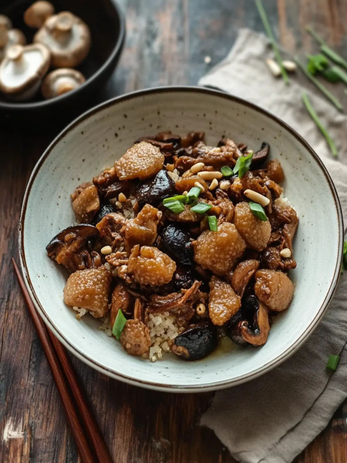 Hong Shao Kao Fu: Braised Wheat Gluten with Mushrooms