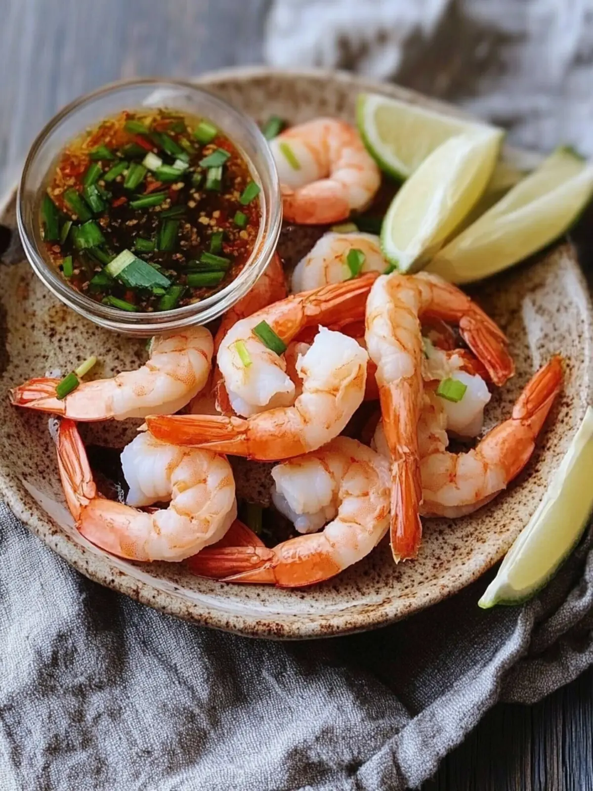 Chinese Boiled Shrimp with Ginger Scallion Dipping Sauce