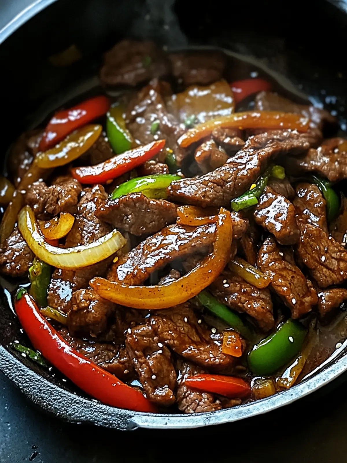 Sizzling Chinese Pepper Steak with Onions