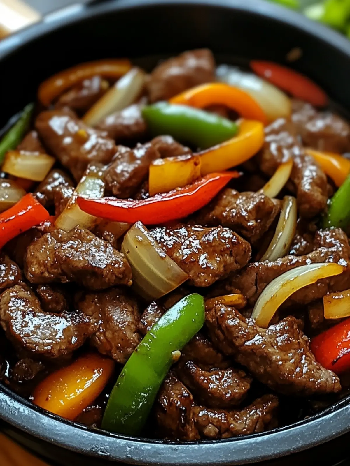 Sizzling Chinese Pepper Steak with Onions