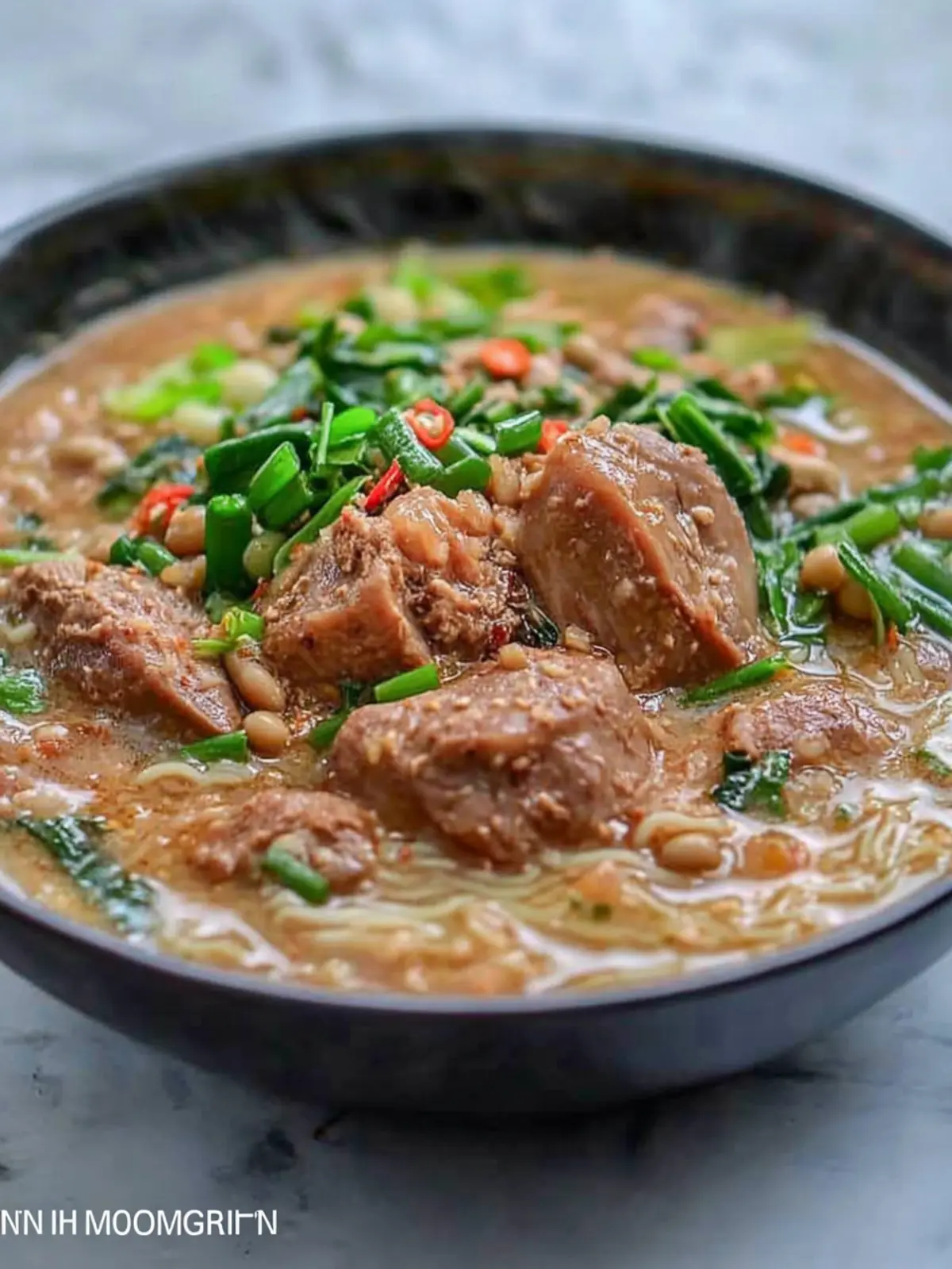 Pork Hock and Mung Beans with Vermicelli (Ginisang Monggo with Pata at Sotanghon)