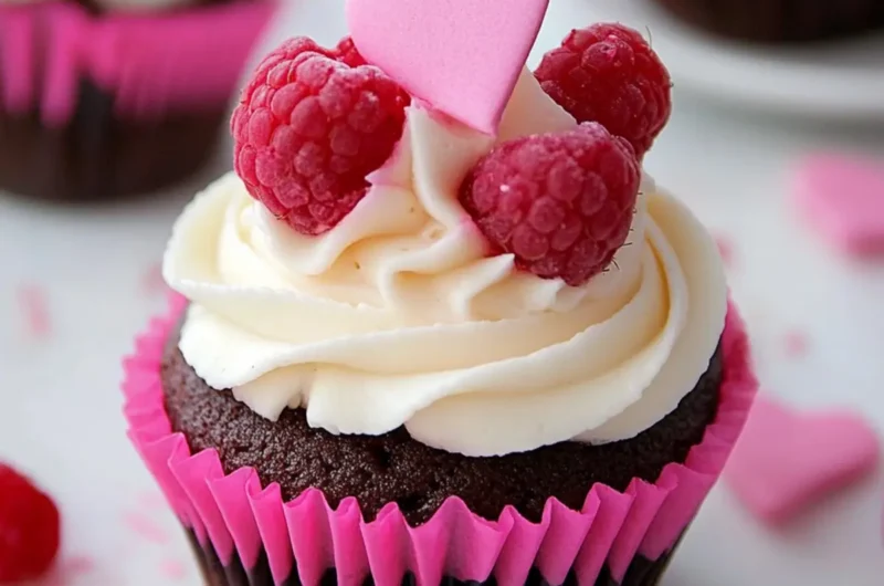 Valentine Raspberry Cream Filled Cupcake