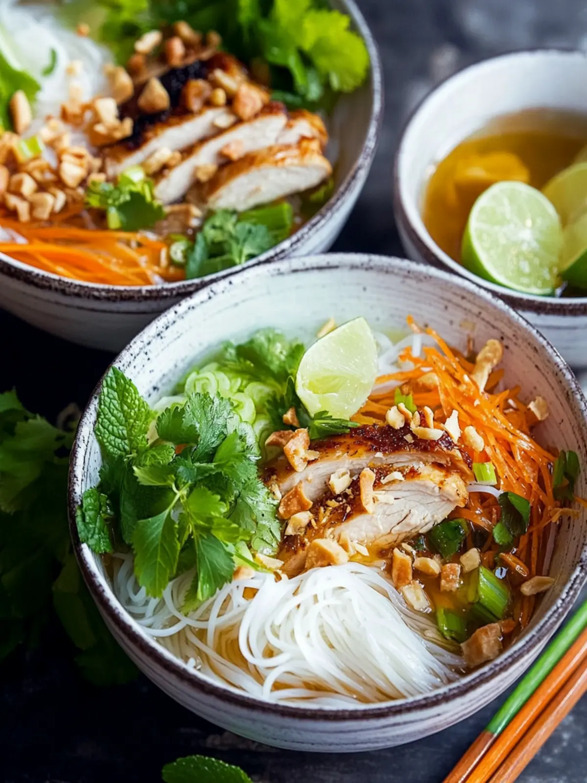 Vietnamese-Style Noodle Bowls with Chicken