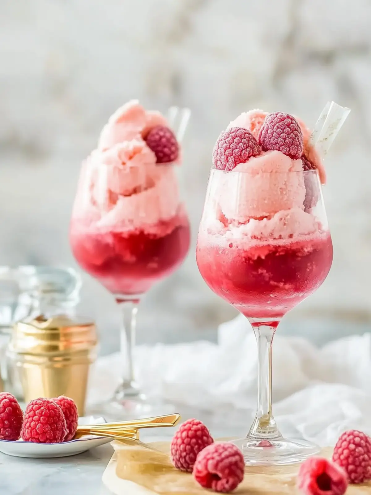 Raspberry Sorbet Pink Champagne Floats