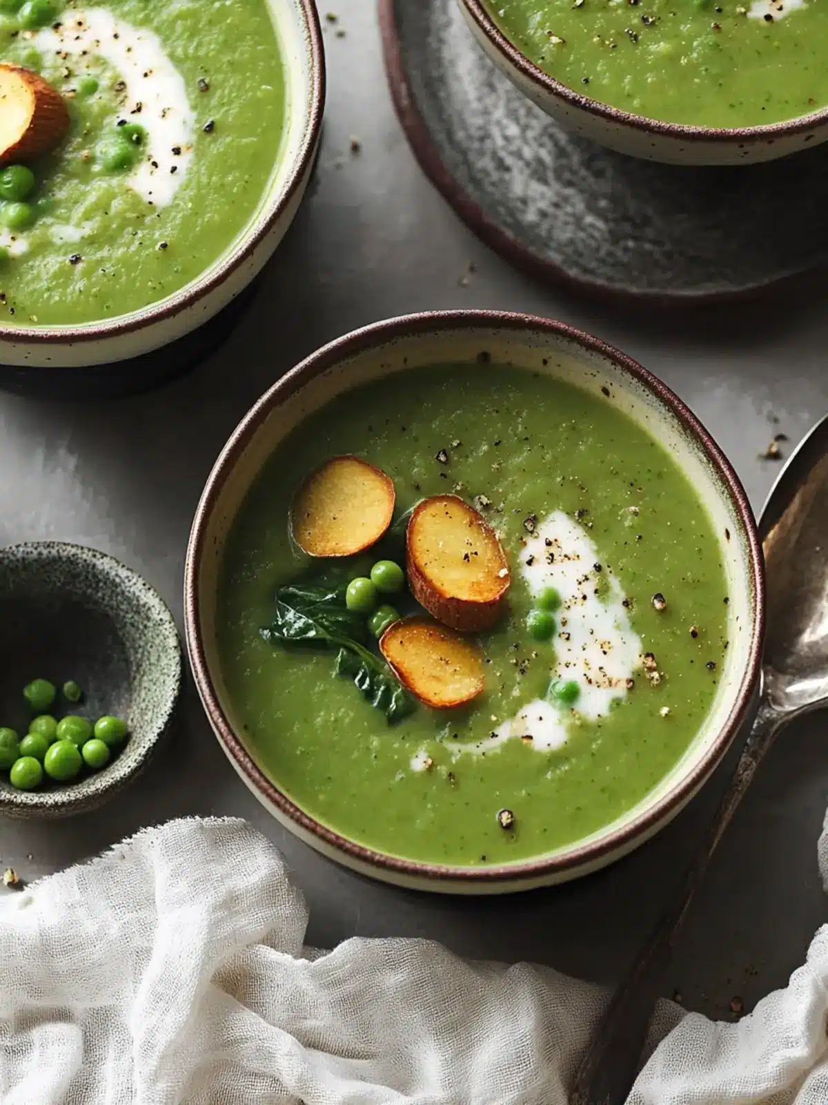 Chestnut Spinach And Green Pea Soup