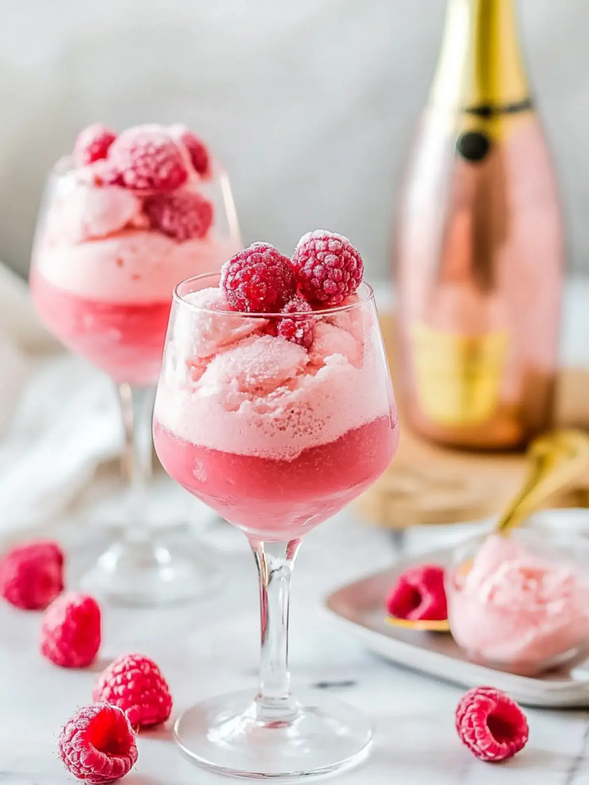 Raspberry Sorbet Pink Champagne Floats