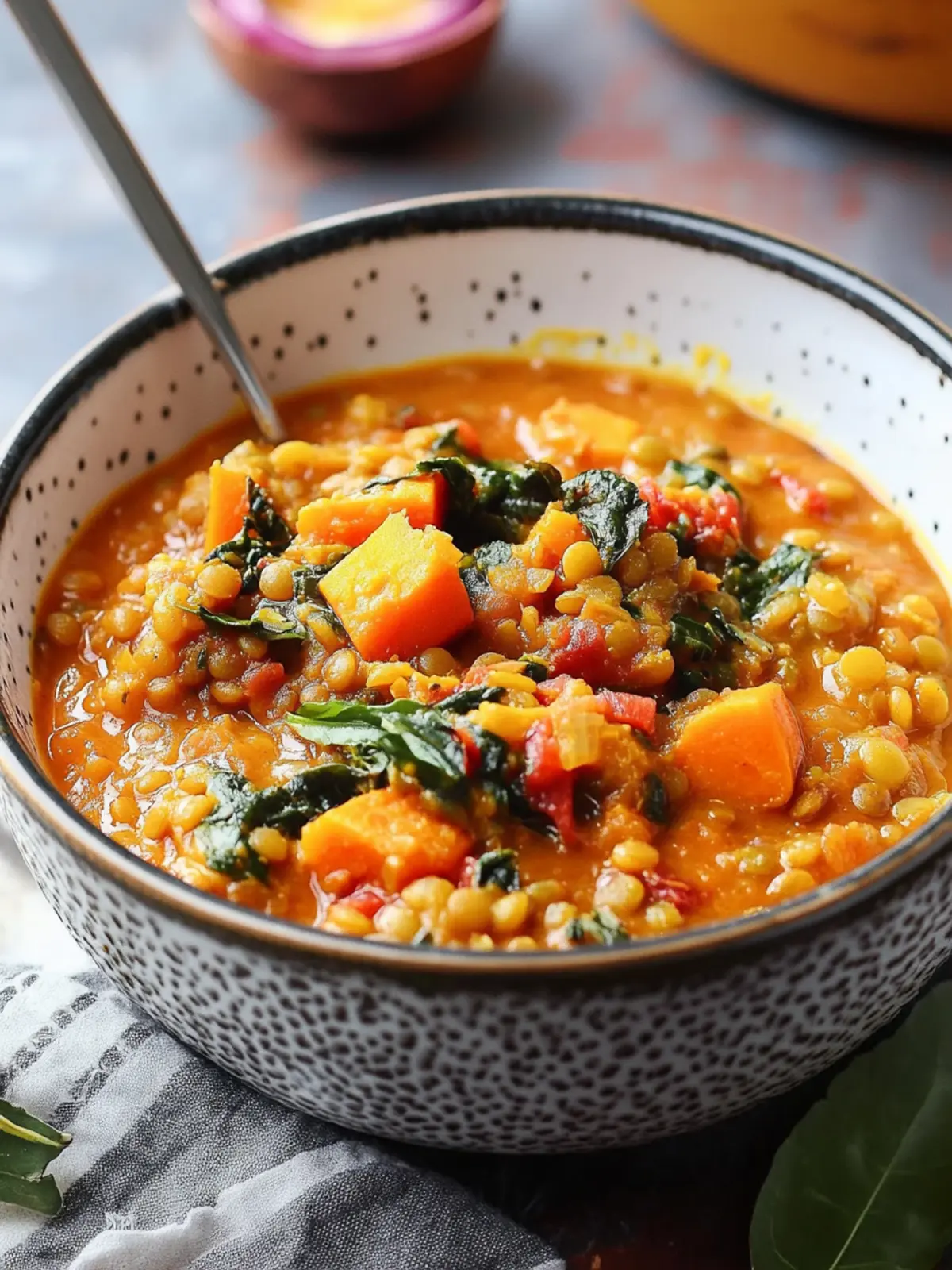 Red Curry Sweet Potato Lentil Soup