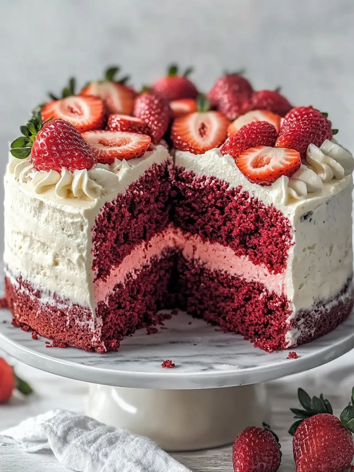 Indulge in Strawberry Red Velvet Cake for a Sweet Celebration 3 Strawberry Red Velvet Cake