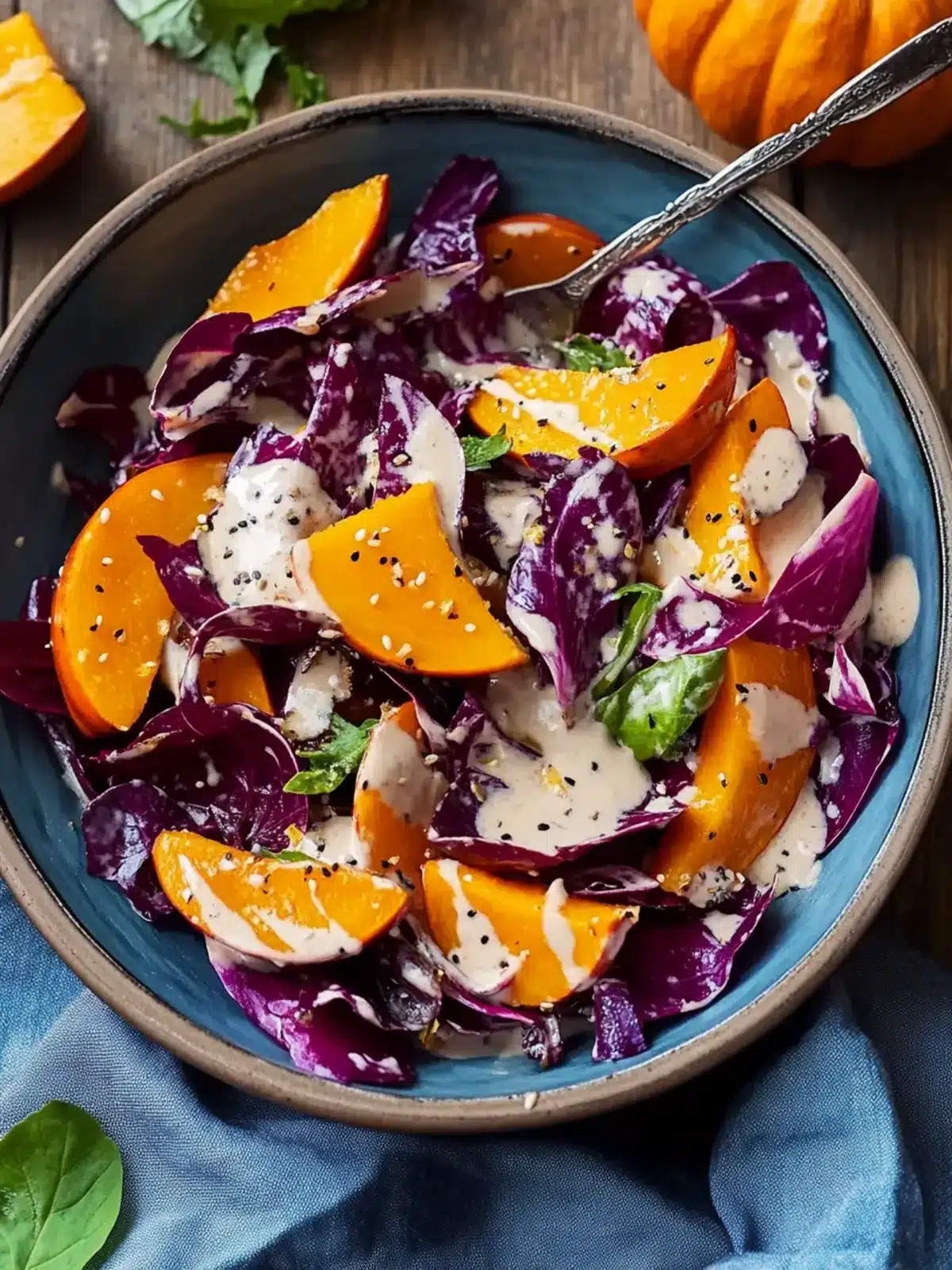 Radicchio Pumpkin Salad with Tahini Dressing for Fall Flavor