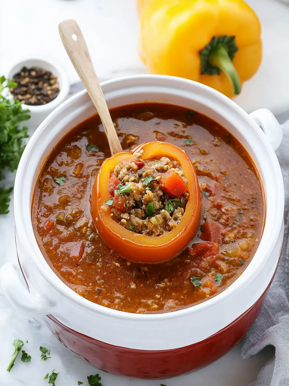 Crockpot Stuffed Pepper Soup: Easy Comfort in Every Bowl 3 Crockpot Stuffed Pepper Soup