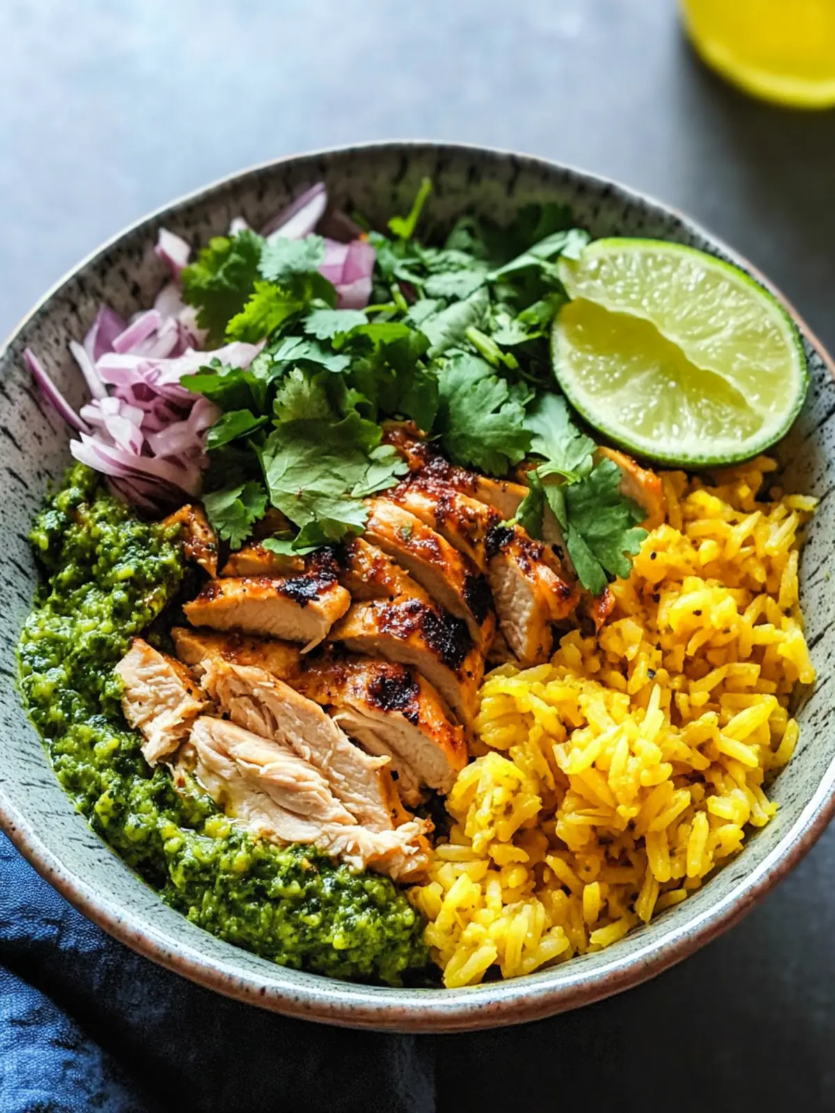 Crockpot Chicken Bowls with Yellow Rice & Cilantro Pesto Bliss 4 Crockpot Chicken Bowls with Yellow Rice and Cilantro Pesto