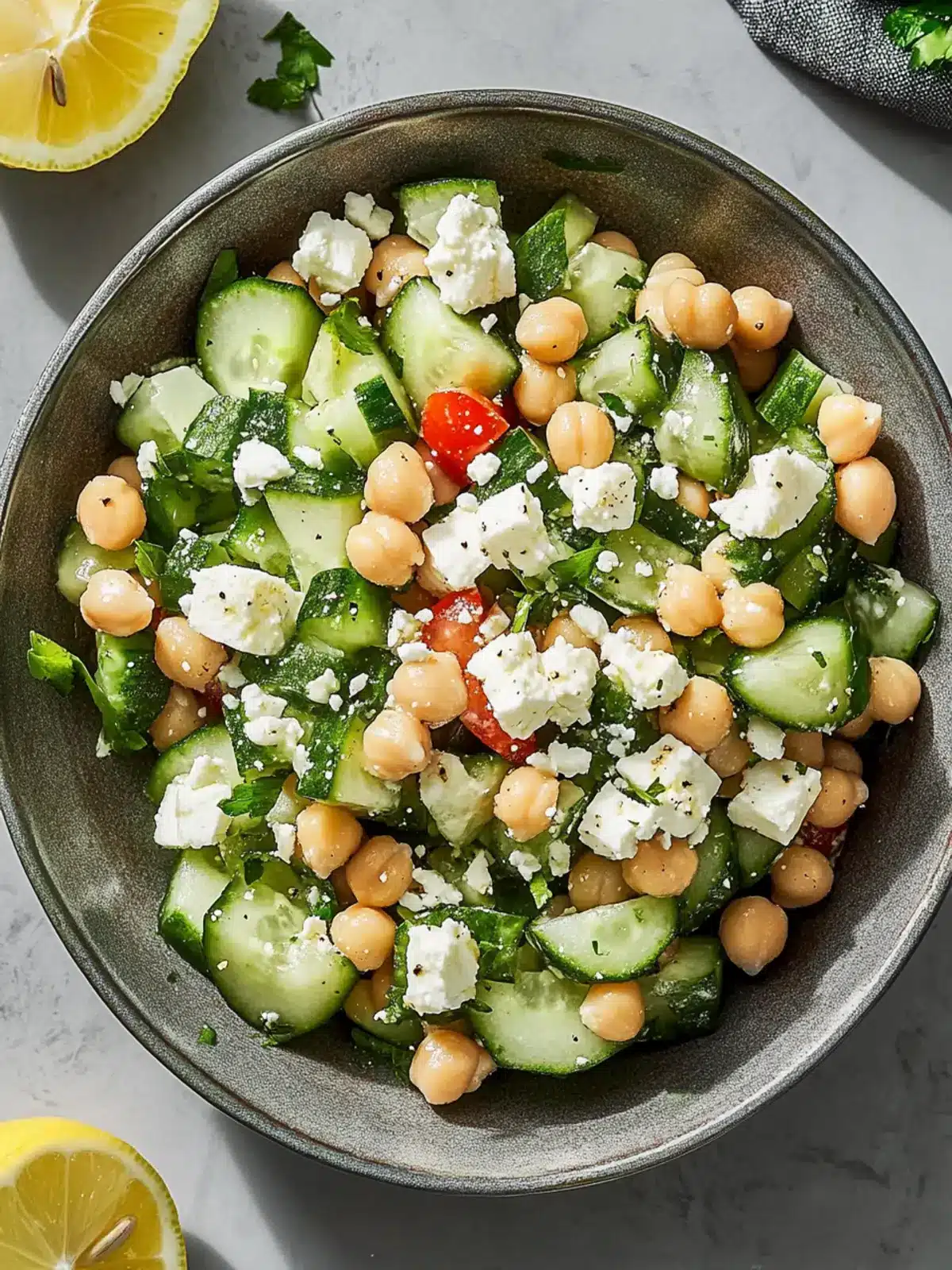 Cucumber Chickpea Salad with Feta & Lemon