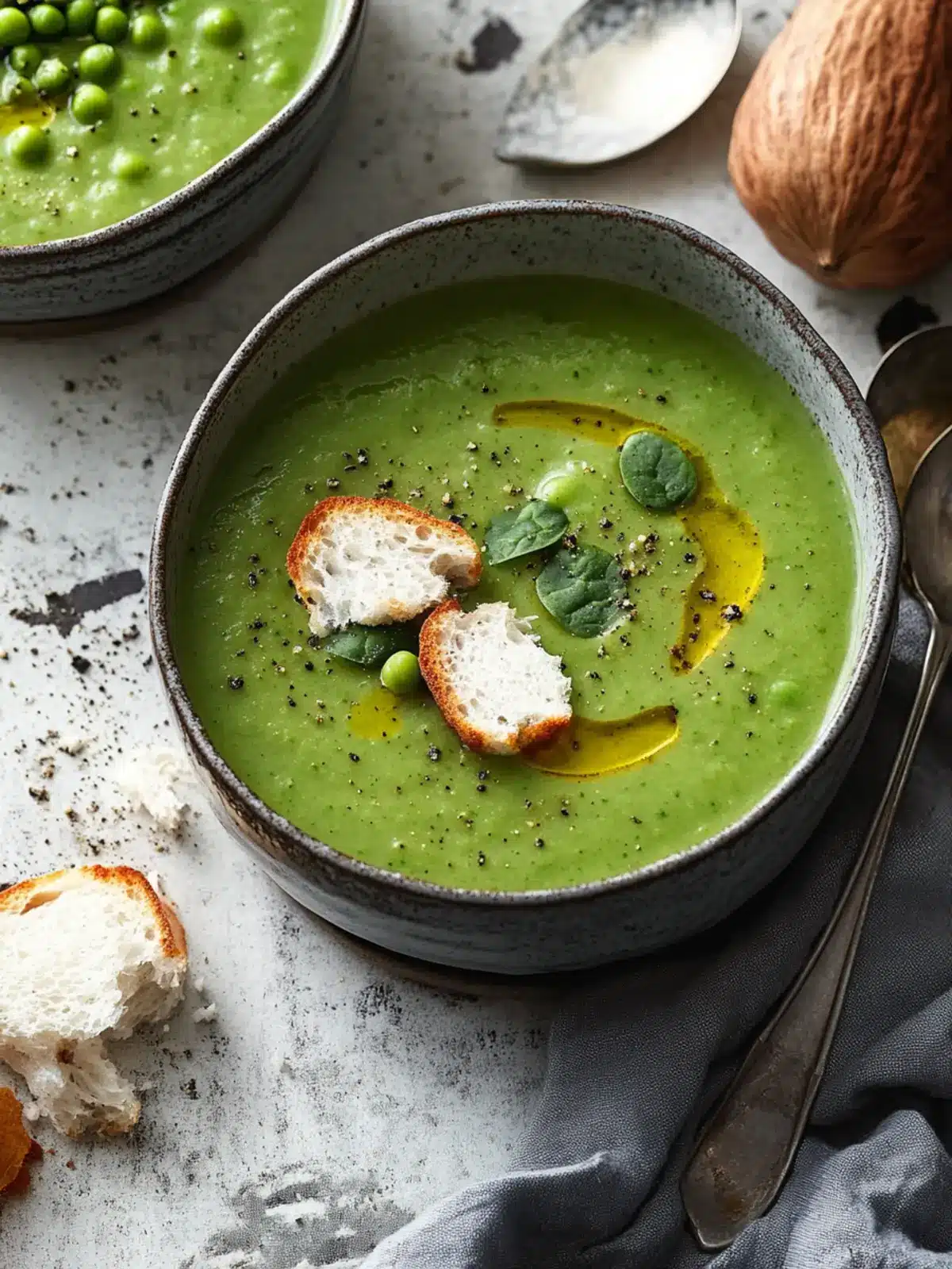 Chestnut Spinach And Green Pea Soup