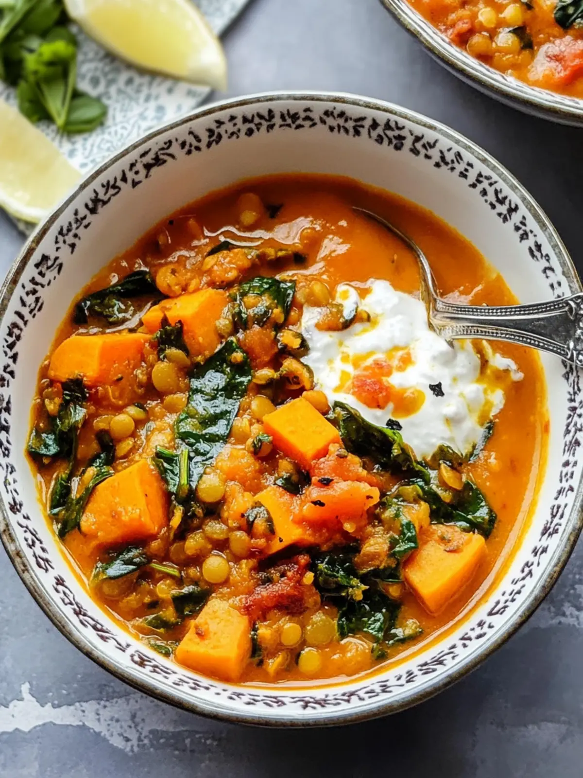 Red Curry Sweet Potato Lentil Soup