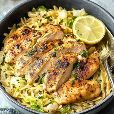 High-Protein Lemon Chicken Orzo with Cabbage