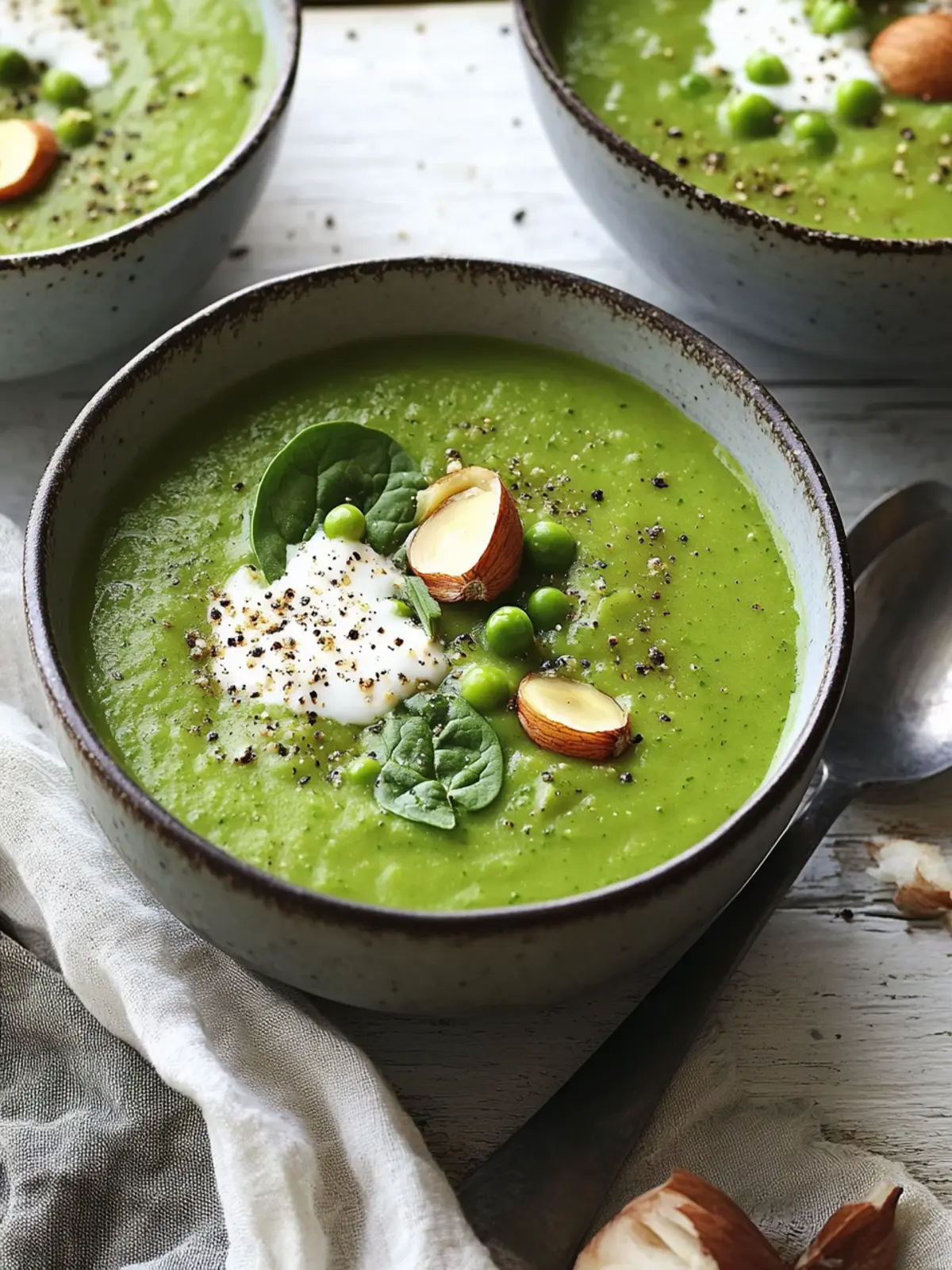Chestnut Spinach And Green Pea Soup