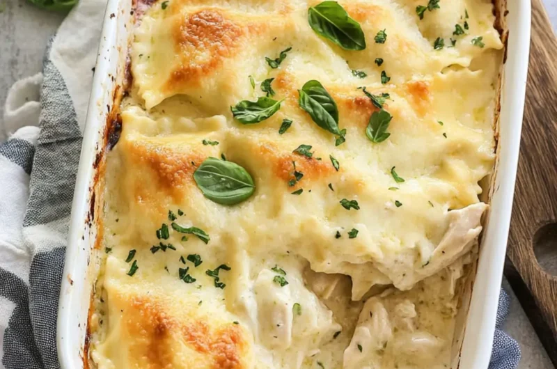 Chicken Alfredo Baked Ravioli