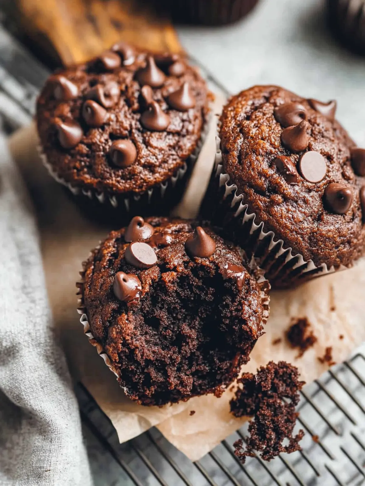 Indulge in Decadent Double Chocolate Chip Muffins Today 4 Double Chocolate Chip Muffins