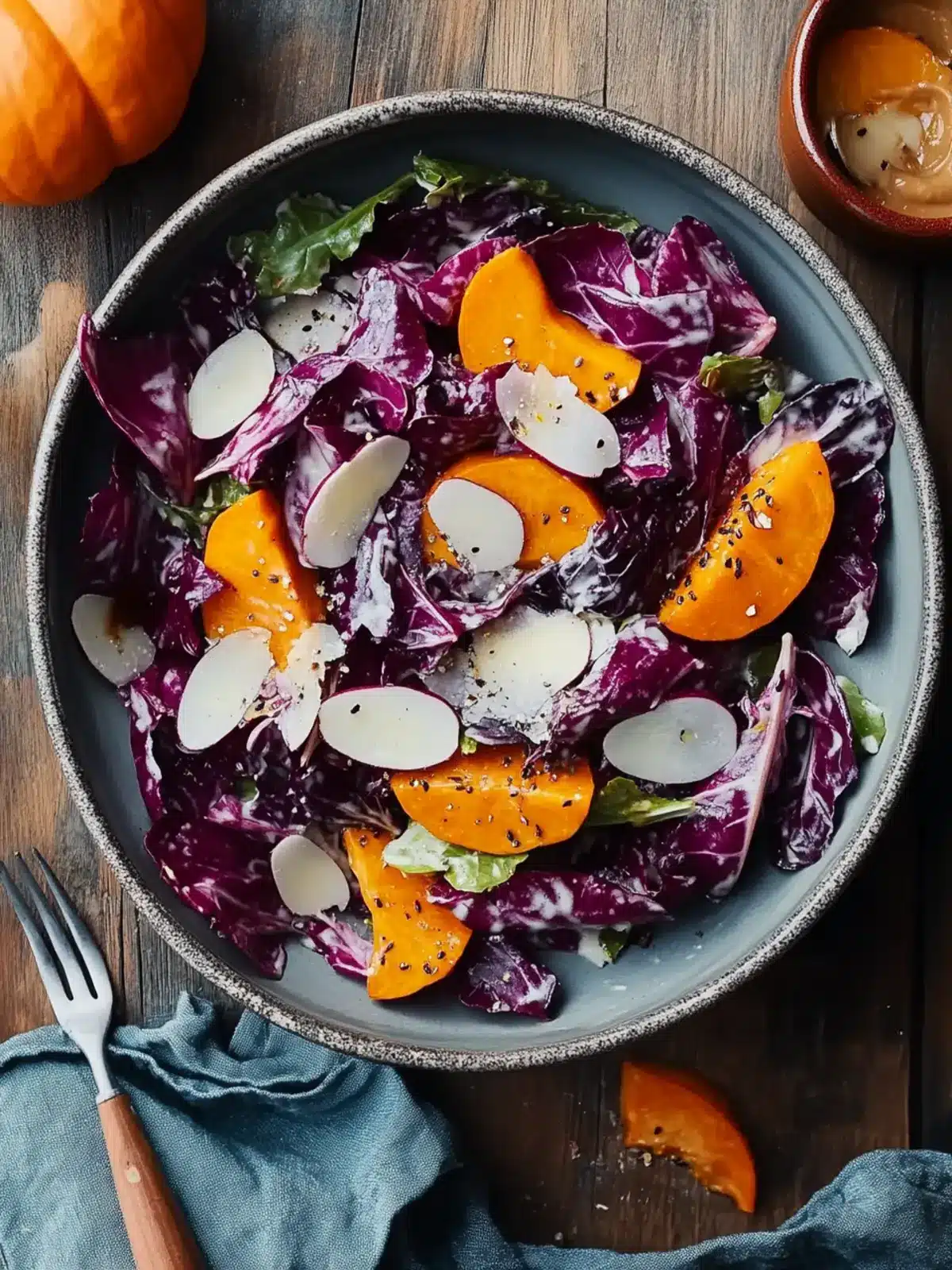 Radicchio Pumpkin Salad with Tahini Dressing for Fall Flavor