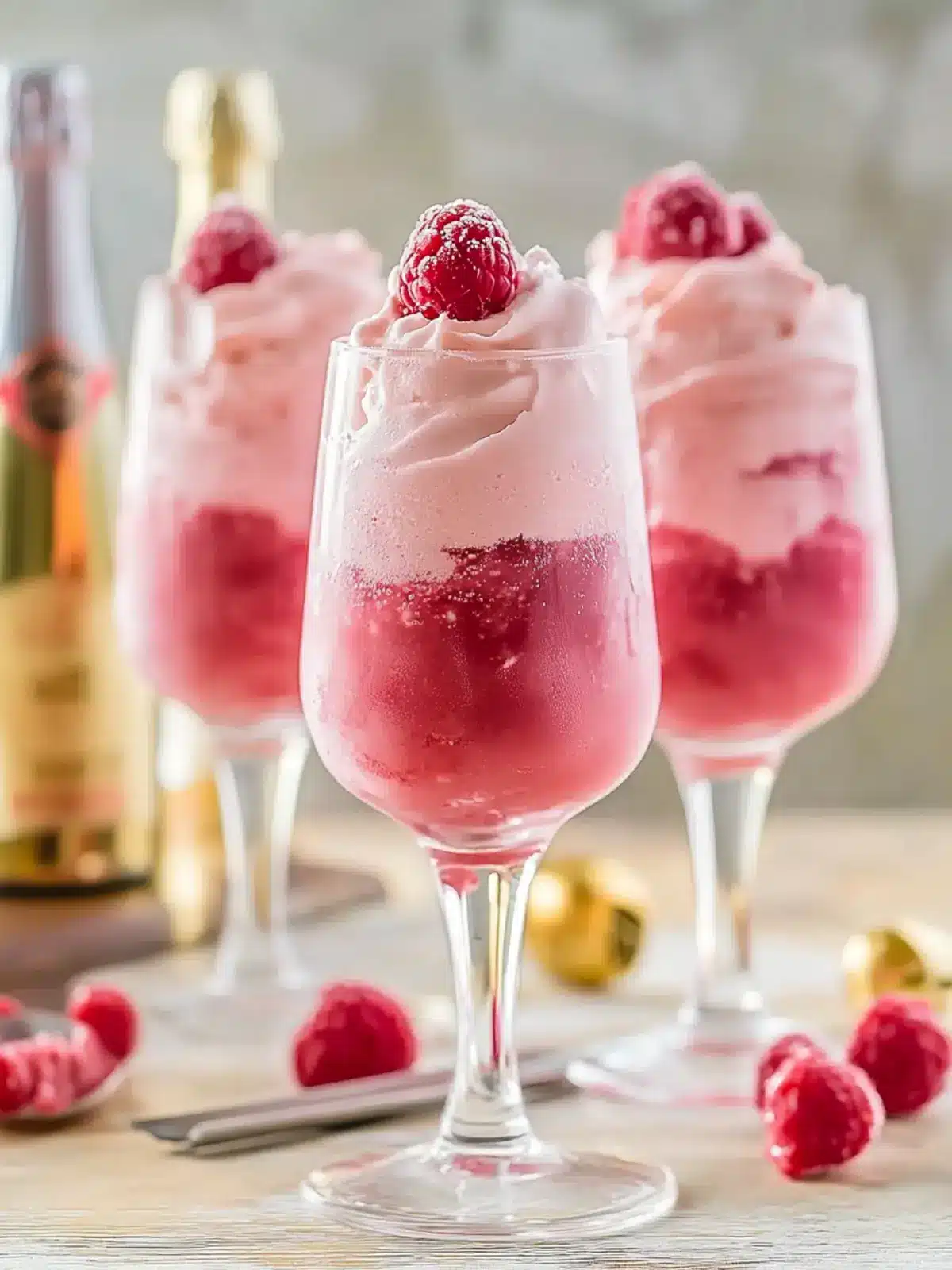 Raspberry Sorbet Pink Champagne Floats