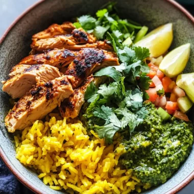 Crockpot Chicken Bowls with Yellow Rice & Cilantro Pesto Bliss 9 Crockpot Chicken Bowls with Yellow Rice and Cilantro Pesto