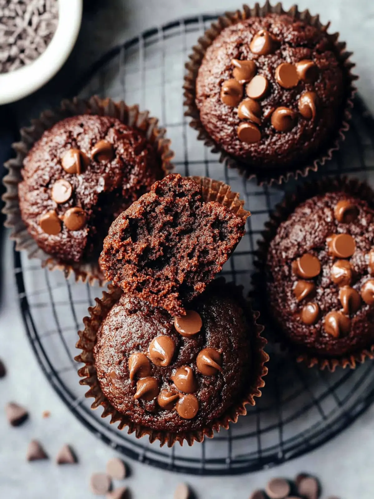 Indulge in Decadent Double Chocolate Chip Muffins Today 2 Double Chocolate Chip Muffins