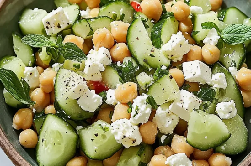 Cucumber Chickpea Salad with Feta & Lemon