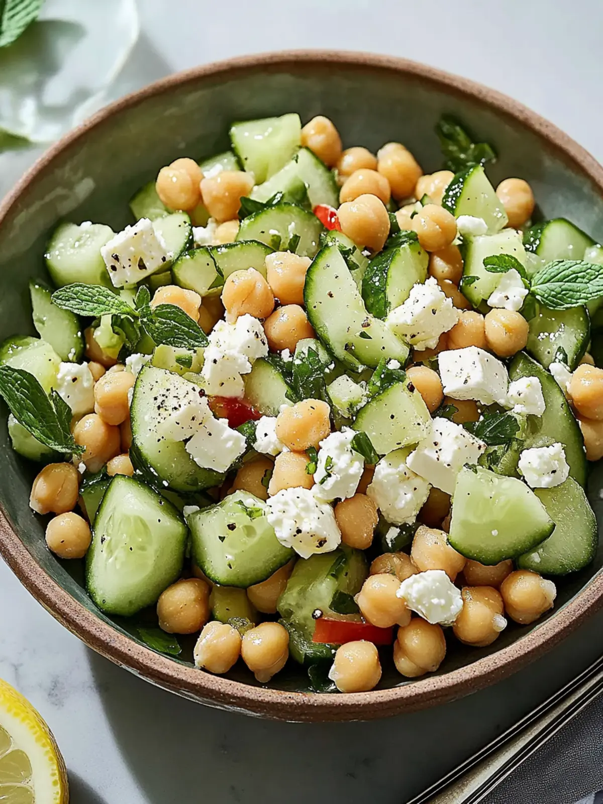 Cucumber Chickpea Salad with Feta & Lemon