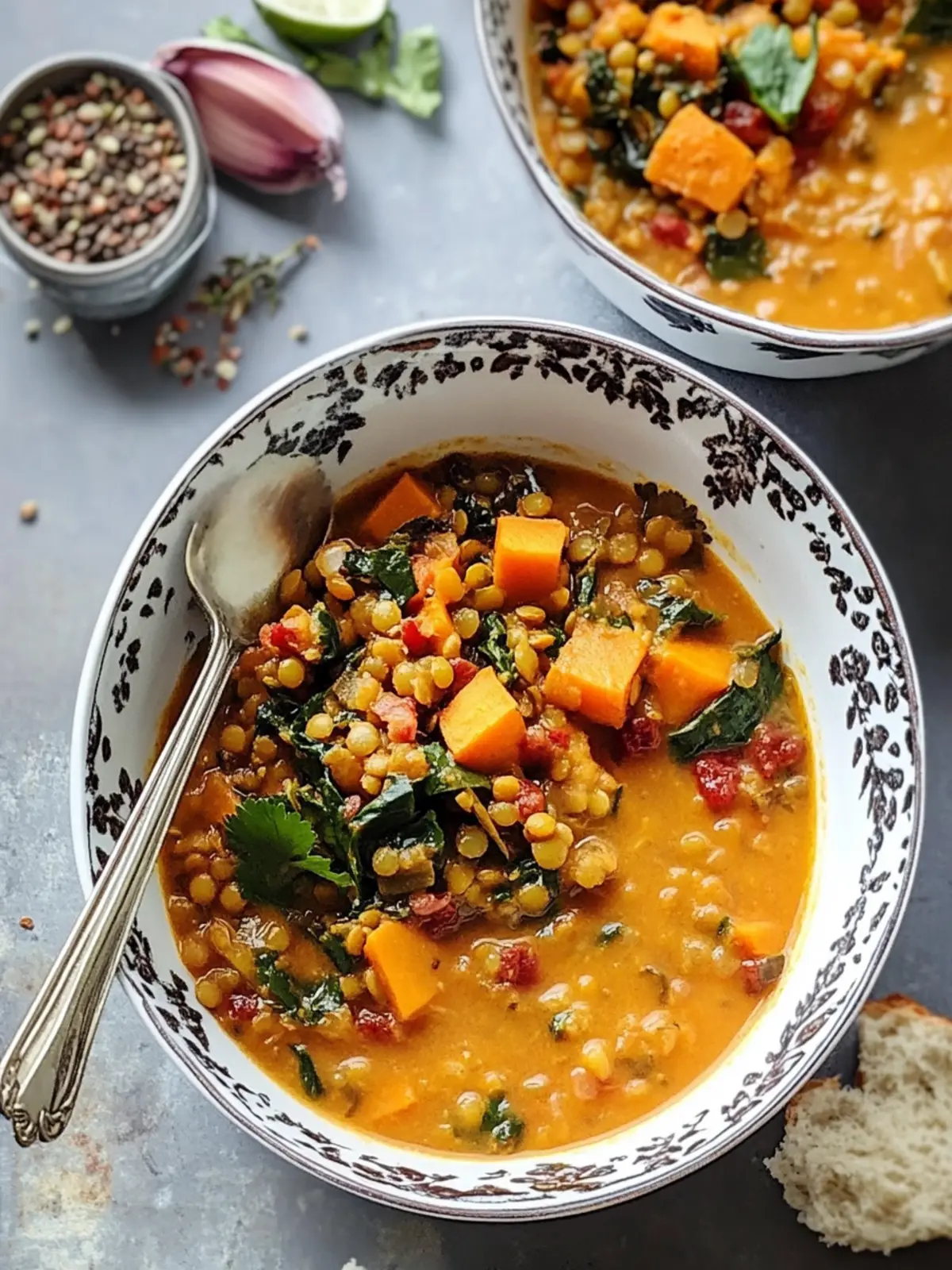 Red Curry Sweet Potato Lentil Soup