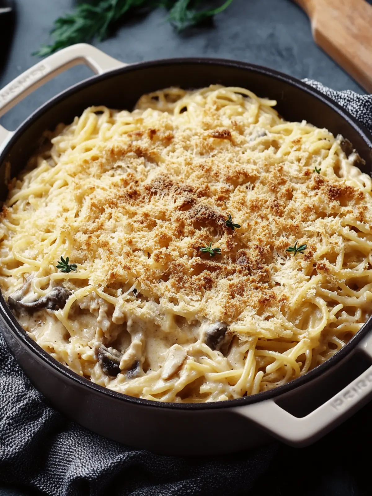 Turkey Tetrazzini (Creamy Turkey Pasta Bake)