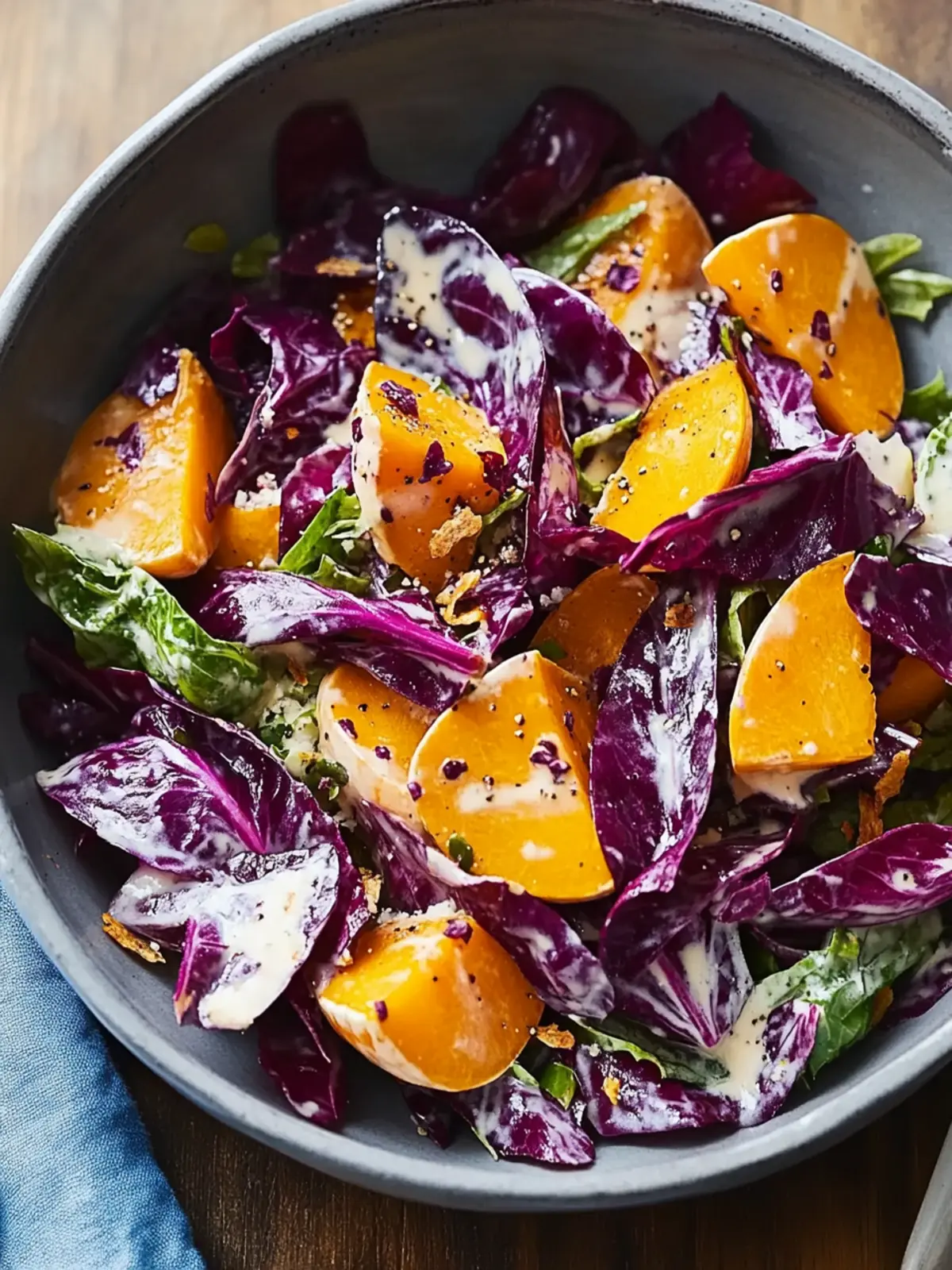 Radicchio Pumpkin Salad with Tahini Dressing for Fall Flavor