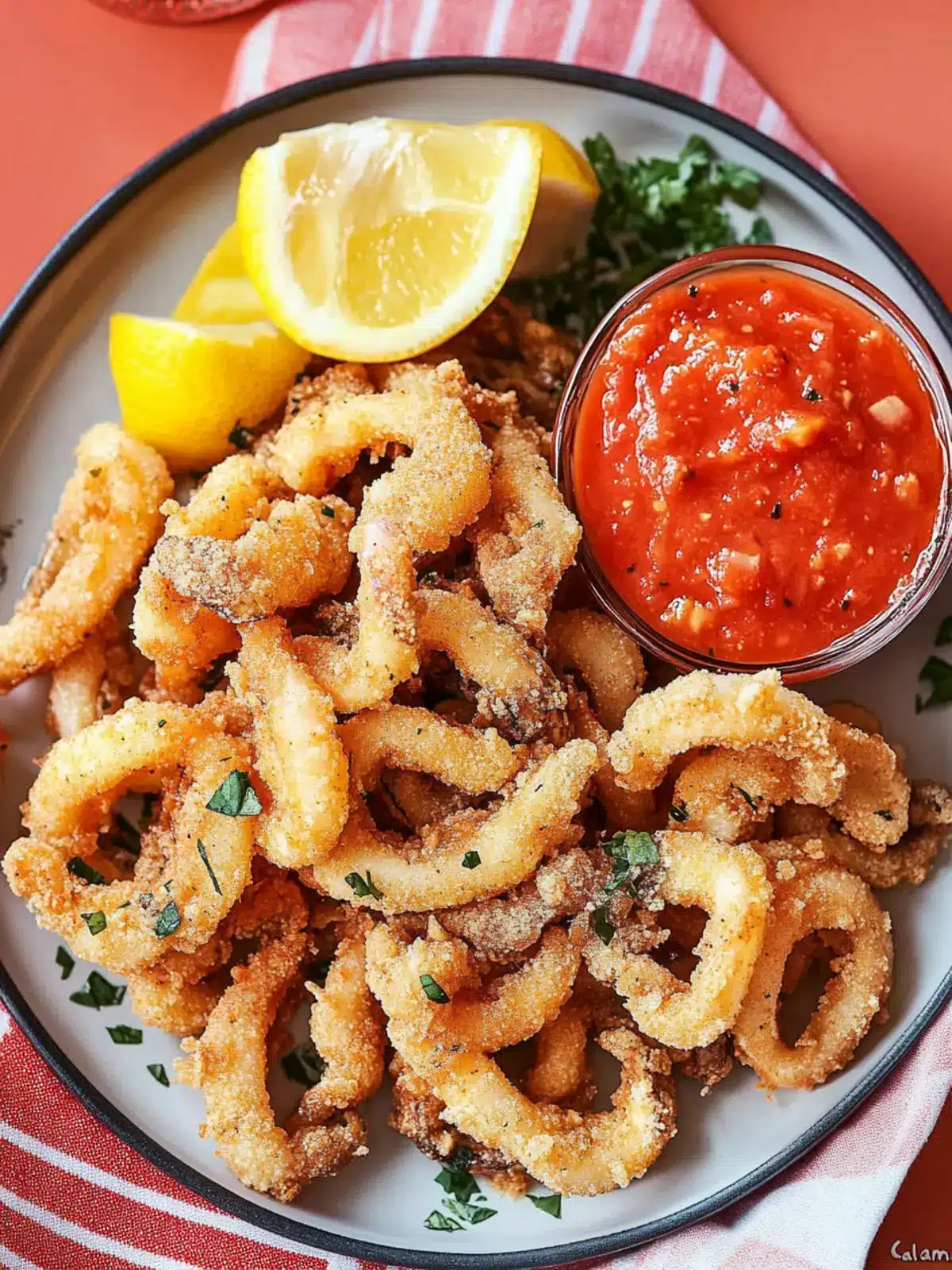 Mushroom Calamari with Spicy Marinara: A Vegan Delight 4 Mushroom “Calamari” with Spicy Marinara