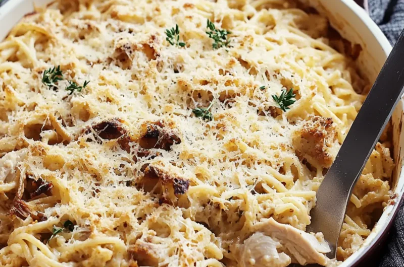 Turkey Tetrazzini (Creamy Turkey Pasta Bake)