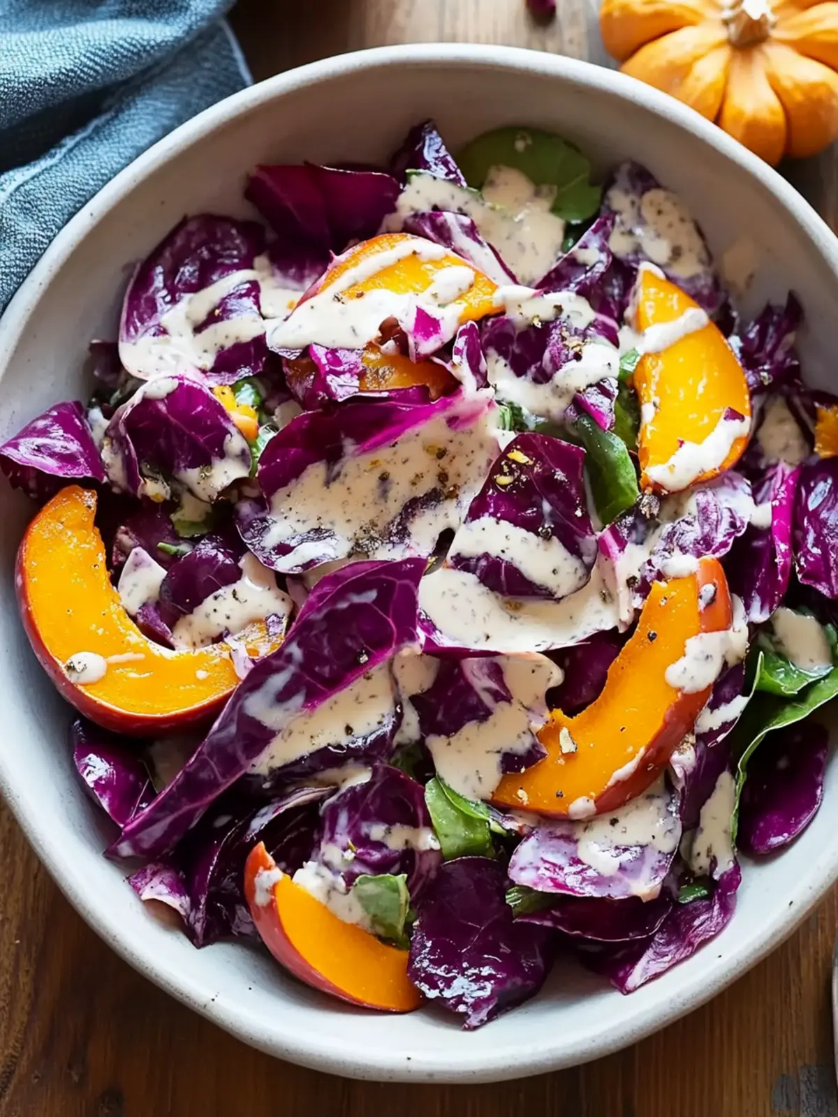 Radicchio Pumpkin Salad with Tahini Dressing for Fall Flavor