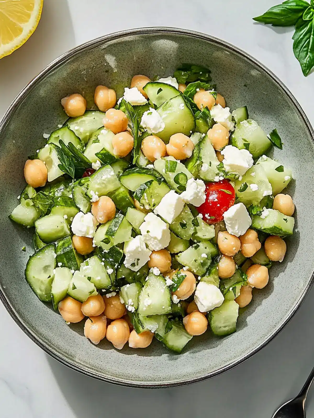 Cucumber Chickpea Salad with Feta & Lemon