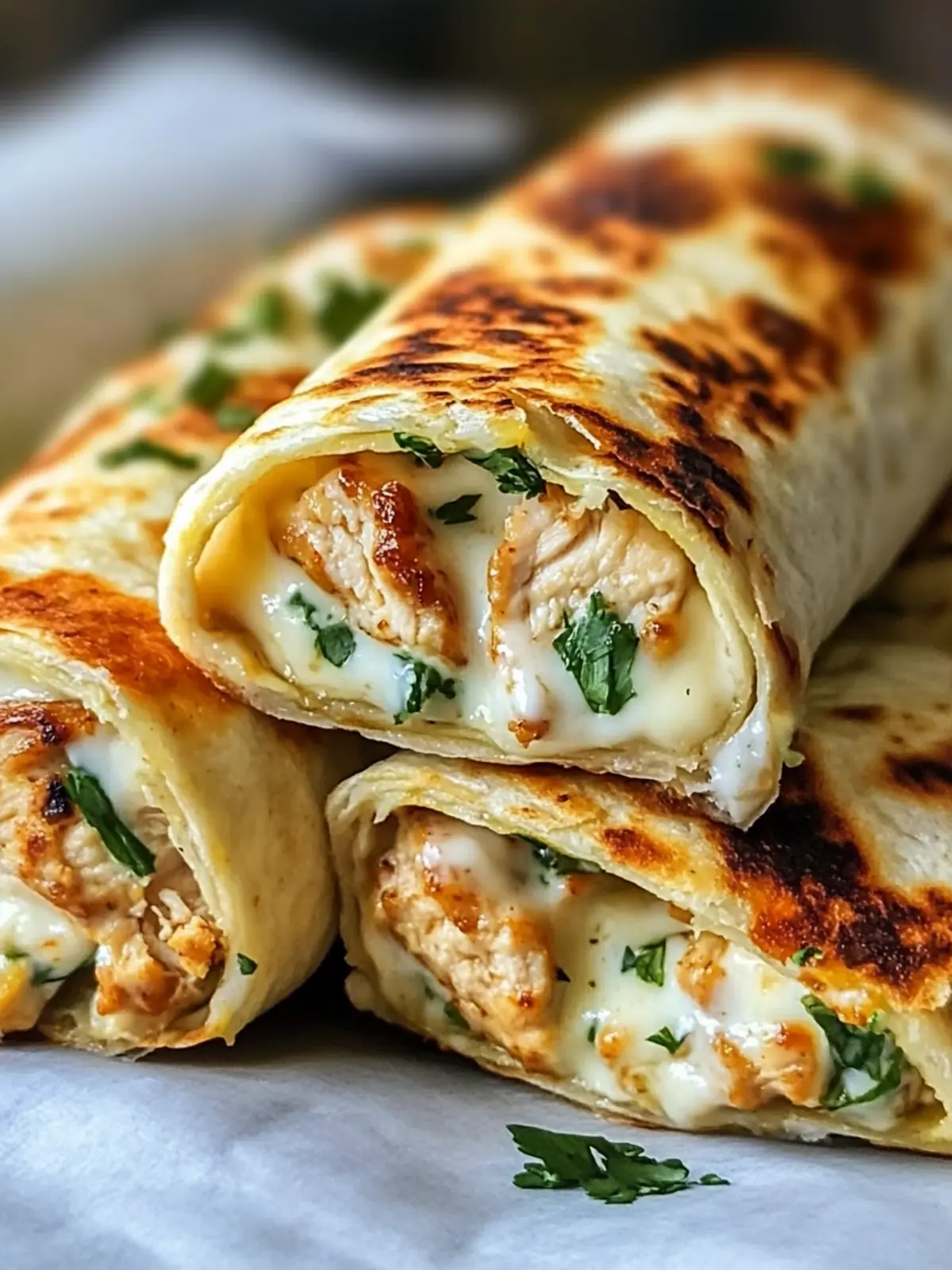 Low Carb Cheesy Garlic Chicken Wraps