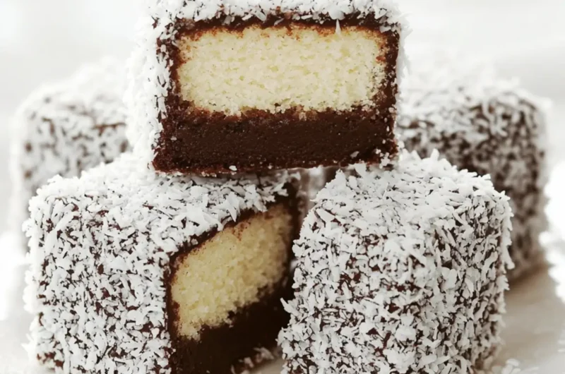 Australian Lamingtons (Sponge Cake with Chocolate and Coconut)