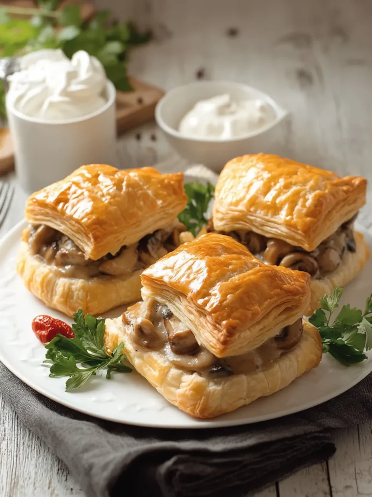 Savor Homemade French Vol-au-Vent with Chicken and Mushrooms 2 French Vol-au-Vent (Chicken and Mushroom Puff Pastry)