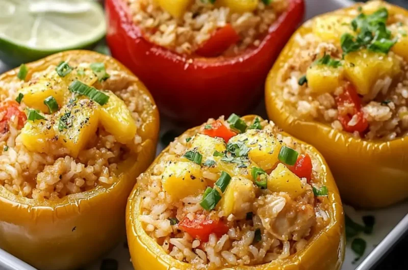 Teriyaki Pineapple Chicken and Rice Stuffed Peppers (Sweet & Savory)
