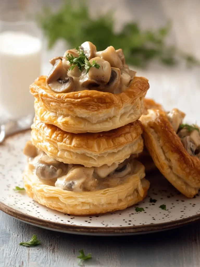 Savor Homemade French Vol-au-Vent with Chicken and Mushrooms 4 French Vol-au-Vent (Chicken and Mushroom Puff Pastry)